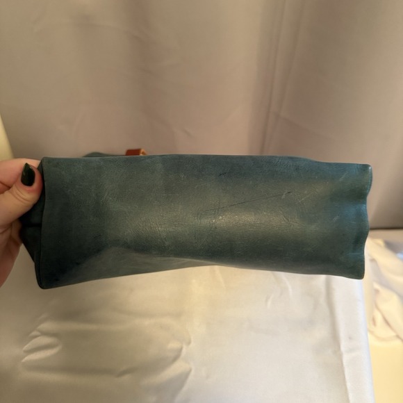 KMM & Co. MINI TOTE BAG ATLANTIC BLUE LEATHER CROSSBODY SHOULDER BAG TASSEL EUC - Picture 3 of 16